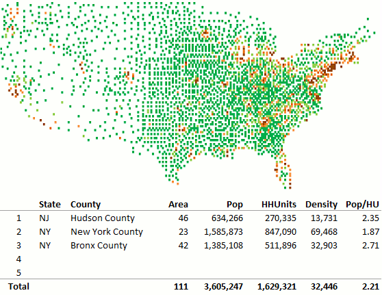 County map Excel